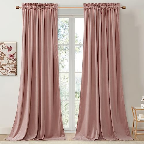 StangH Rosa Vorhänge, 243,8 cm lang, superweiche Samt-Fenstervorhänge, Stangentasche, wärmeisoliert, Heimdekoration für Mädchenzimmer/Ankleidezimmer/Büro, B 52 x L 96, 2 Paneele
