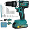 Cordless Drill Driver 21V: Powerful Cordless Drill Set with 2 Batteries 2.0Ah, 25+3 Torque, 24PCS Drill Bits, 2 Speed, LED Light for DIY Project - 45N.m Max Electric Screwdriver Drill Kit
