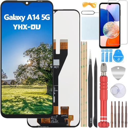 YHX-OU 6.6 Noir Écran LCD pour Samsung Galaxy A14 5G SM-A146P SM-A146U Écran Complet Tactile LCD Display de Rechange avec Film de Protection D'écran et Outils