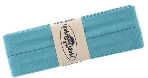 Schrägband Jersey 3m Breite 20mm Oaki Doki Tricot de Luxe Einfassband elastisch über 80 Farben, Farbe:taubenblau