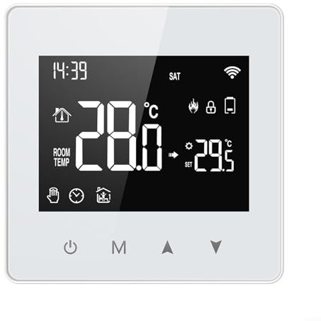 Tuya Thermostat, Battery Powered Thermostat for Smart Life App Compatible Touch Buttons Tuya Thermostat Powered By Battery(Use with zigbee)