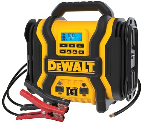 DEWALT DXAEPS14-Type2 Battery Booster 2000 Tips 12V Car Battery Jump Starter with Compressor 120PSI 500W AC Power Inverter and 15W USB Ports and Ports