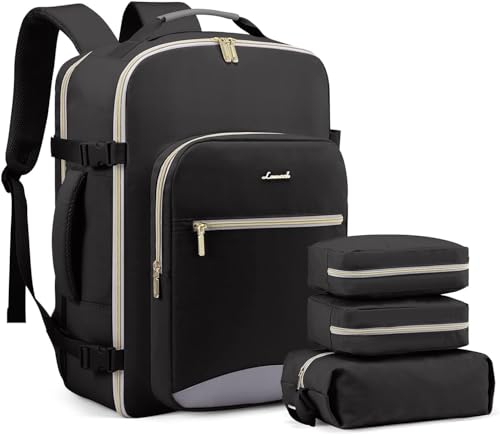 LOVEVOOK Handgepäck Rucksack Flugzeug, 30L Groß Reiserucksack Damen Kofferrucksack, Wasserdicht Reisetasche für 15,6 Zoll Laptop, Travel Backpack für Reise Business Wandern Weekend Schwarz