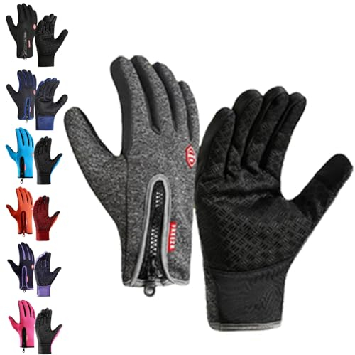 YCYATS Freezer Thermo Handschuhe, Freezer Pro Handschuhe, Thermo Alpina Handschuhe Freezerv, Outdoor-Touchscreen-Winterhandschuhe Mit Wasserabweisung (Grau, M)
