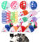 16 Pcs Cat Mice Toys,Cat Mouse Toys for Indoor Cats,Wee Kitten Mice Rattle,Interactive Cat Toy,Cat Toy Ball with Bell,Cat Pom Poms,Spring Cat Toys Playing Chewing Teeth Cleaning Realistic Toy
