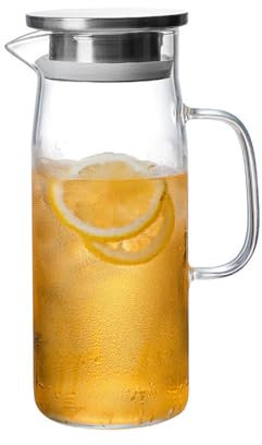 850ML Transparent Water Carafe with Lid, Glass Water Jug, Glass Pitcher with Lid for Cold Hot Juice Mulled Wine