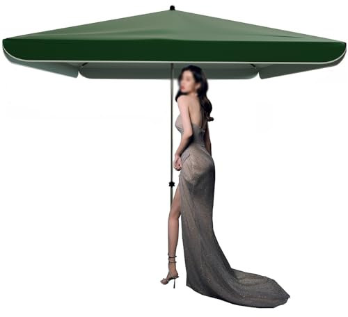 200×200 cm Rectangulaire Parasol avec Inclinable, Hauteur Réglable Parasol de Exterieur pour Le Jardin Terrasse Piscine,sans Base (Color : Green)
