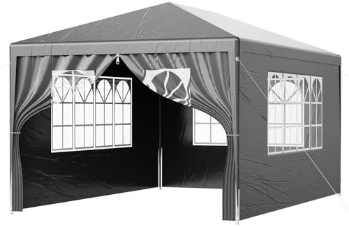 3×4 m Großer Fensterpavillon mit Seitenwänden, Wasserdichtes, Stabiles Partyzelt, Faltbares Gartenzelt für den Außenbereich, Geeignet für Camping, Grillen, Sportveranstaltungen, Garten