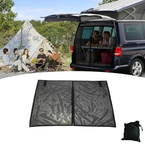 Auto Heckklappe Fliegengitter für VW T6, Magnetische Auto Hintertür Sonnenschutz Insektennetz Moskitonetz Mesh Bildschirm Auto Anti-Moskito Net Mit Doppelreißverschluss für VW T6 (Verbesserter)