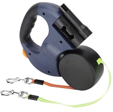 Doppelte Hundeleine, einziehbar, ausziehbar, glatt, robust und bissfest, nicht leicht zu reißen, Hundeleine mit zwei langen Kordeln, 3 m, bis zu 50 lb, Blau
