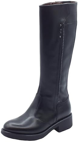 NeroGiardini I411873D Guanto Nero Stivali per Donna in Pelle con Tacco Basso e Lampo (Taglia 41)