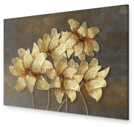 murando - Peinture acrylique Nature 90x60 cm - Effet texturé ou coup de pinceau - Décoration avec finition faite à la main - Finition artisanale - Fleur Plante Abstrait b-C-0726-b-a