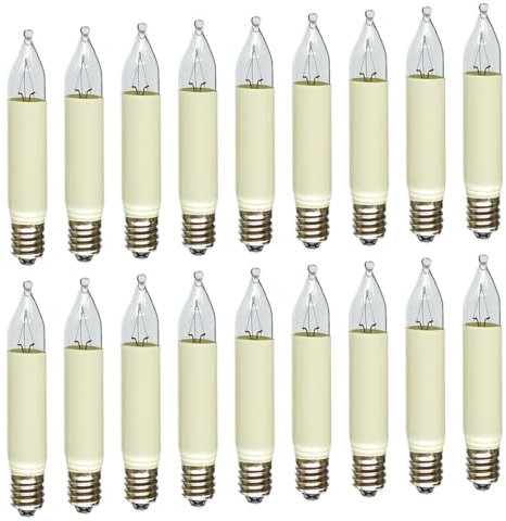 Erzgebirgslicht - AUSWAHL - 18 Stück Kleinschaftkerze 14V 3W E10 für 16-17 Brennstellen Ersatzbirne Glühbirne Minischaftkerze Glühlämpchen für Lichterketten Pyramide und Schwibbogen (keine LED!)
