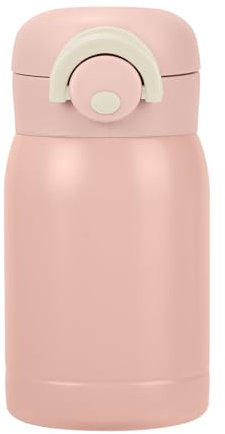 Risipu Small Water Bottle 150ml with Straw – Mini Thermos Flask for Hot and Cold Drinks, One-Hand Open, Leak-Proof Lid, Stainless Steel, Portable for Coffee, Milk, Juice (C-Pink)