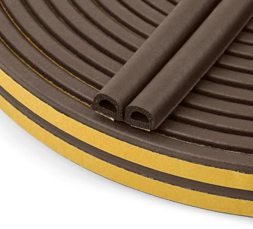 Flintronic Cinta Selladora Espuma, 2 Rollos 6M Burletes Puertas Tira de Sellado, 9mmx6mm, Espuma Burlete Adhesivo de Alta Densidad, para Anti Frío, Aislante, Ruido y Colisión (Marrón)