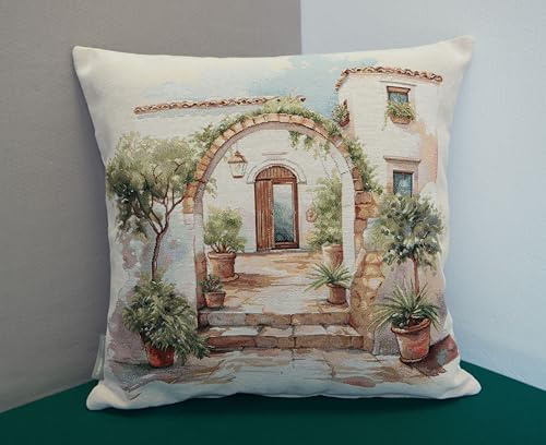 Sandner Kissenhülle Gobelin Tor 45 x 45 cm Kissenbezug Sofakissen Dekokissen, 1 Stück