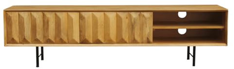 Mueble TV de Madera Clara de Mango Macizo con Grabado 160 cm Agra