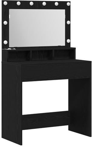 vidaXL Schminktisch mit LED-Leuchten Schwarz Eiche 79x41x135 cm