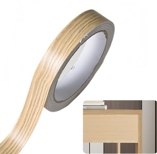18mm*10m Small-Leaf Poplar Wood Self-Adhesive Edge Tape for Furniture Banding,Pre-Glued Tape without Ironing,Wood Veneer Edging Strip,Trim Tape for DIY Restoration,Edge Tape for Home Repair Projects