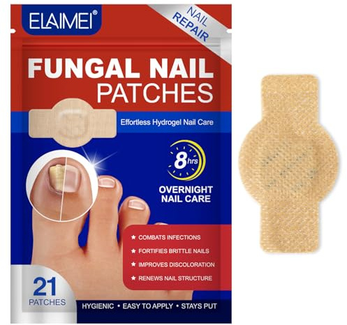 Fungal Nail Treatment Patches,Fungal Nail Patches for Toenails 21Pcs Effortless Hydrogel Nail Care,8-HRS Overnight Nail Care,Repair for Damaged Nails,Improves Nail Appearance & Discoloration