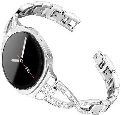 Ocaer Kompatibel mit Samsung Galaxy Watch 9/8/7/FE/6/5/4 Armband 40mm 44mm, 8 Classic/6/4 Classic 42mm 43mm 46mm 47mm, 5 Pro 45mm, Glitzer Elegant Metall Watch Armband, Bling Band für Damen Frauen