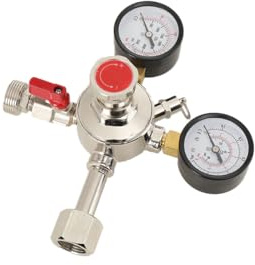 LALABU Druckminderer CO2 Druckregler, Druckminderer Gasflasche Mit Dual Manometer, CO2 Regler für Bierzapfanlage/Bierbrauen/Bier Maschine,W 21,8 x 1/14,3/4 Außengewinde