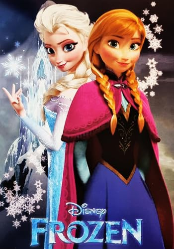 Disney Dekoratives Wandposter Serie Cartoons Frozen Elsa und Anna Kunstdruck auf beschichtetem Papier, 42 x 30 cm, ohne Rahmen