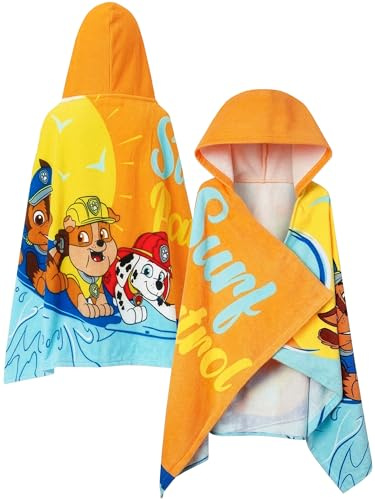 PAW PATROL Handtuch Jungen Als Kinderhandtuch, Kapuzenhandtuch Kinder Schwimmen Für Pool, Strand Und Bad, Orange, One Size