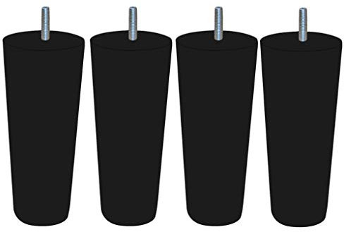 MARGOT 3700527853758 Cottage Conique Lot de 4 Pieds de sommier Bois Noir Hauteur 15 cm