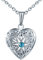 MicLee Damen Halskette Edelstahl Foto Medaillon Photo Bilder Amulett Blau Zirkonia Silber Anhänger Herzkette mit Geschenkbox Grußkarte