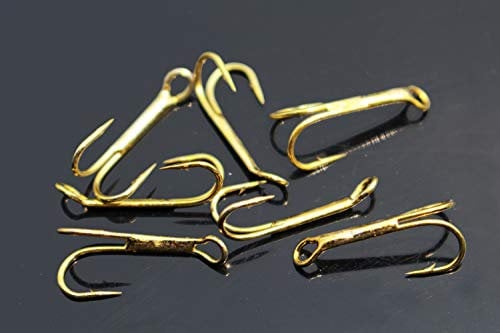 20 pcs/lot Bronze Color Fly Tying Hook Strong Double Claws Salmon Trout Fly Fishing Barbed Duplex Hooks Size 8# 12# (12)