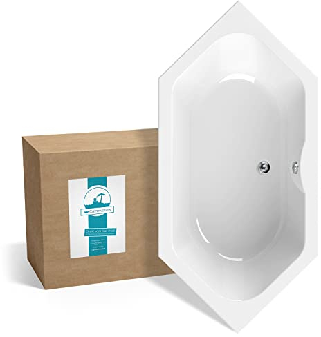 Calmwaters® Sechseck Badewanne 190x90 cm, Acrylwanne Exclusive, Duo-Badewanne für zwei Personen, Maße 190 x 90 cm, Duobadewanne als Sechseckwanne, Duowanne in Weiß, 02SL3338