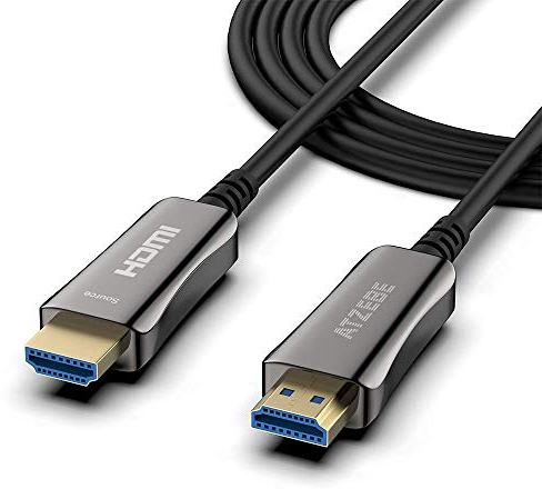 ATZEBE Câble HDMI Fibre Optique - 50m, HDMI 2.0 Cable Supporte 4K@60Hz HDR, YUV 4:4:4, Haute Vitesse 18Gbps, HDCP 2.2, 3D
