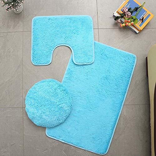 Homieco Einfarbiger Badteppich Set 3 Teilig, Weiches Saugfähiges Rutschfestes Badezimmermatte Teppiche Toilettendeckel U-förmigen WC Vorleger Waschbar Badvorleger Badematte