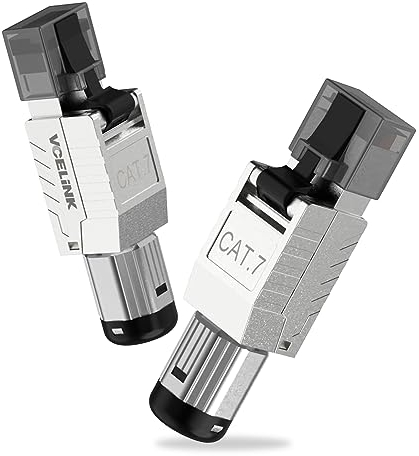 VCELINK Conector RJ45 sin Herramienta Conector RJ45 Cat 7 Blindado para Cable Ethernet Cat7 Cat6A, 23AWG, 10 GBit/s, 600 MHz, 2 Unidades