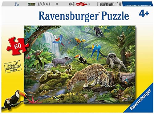 Ravensburger Puzzle Animaux de la forêt Tropicale de 60 pièces | Amusant et éducatif | Pièces Uniques Parfaitement adaptées | Durable pour Une Utilisation répétée pour Les Enfants âgés