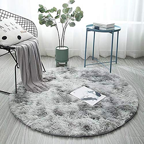 Saclerpnt Runder Teppich Wohnzimmer Schlafzimmer Teppich Schlafsofa Seitenteppich Wolle Bettvorleger 160cmB,Grau