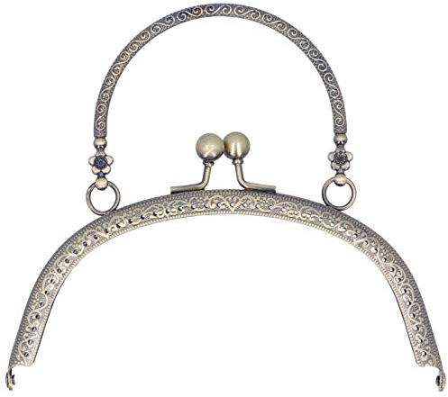 Kussverschluss Schloss Geldbeutel Rahmen Retro Halbrunde Perle Geprägte Münztasche Kussverschluss Metall Geldbörse Taschenrahmen Handwerk für Tasche Nähen Handwerk Schneider Kanalisation(Bronze-)