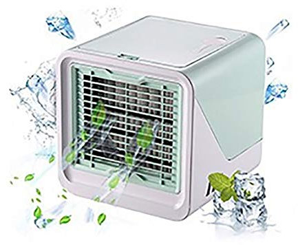 Mini Enfriador de Aire, Portátil Acondici Onado sin Ruido Aire Pequeño, 3 Velocidades LED Luz Nocturna, para el Hogar y la Oficina,Green