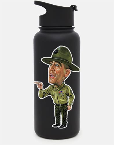 United by Color Militärische Aufkleber und Aufkleber - USMC Aufkleber und Decals - R Lee Ermey Cartoon Karikatur für Auto, Laptop, Wasserflasche, Wand, Spind, Munitionskasten
