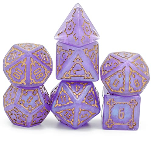 World of Dice Goliath XL - große Pen and Paper Würfel, 7-teilig, ideales Würfelset für D&D, DSA, Cthulhu, und viele weiteren RPGs (Flieder)