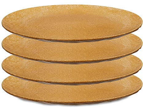 CLUB PLATE L Flacher Teller 4er Set nature wood