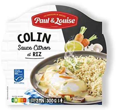 Paul & Louise Colin au citron et son riz 300g - Prêt en 2 min- 100 % Poisson issue de la pêche durable MSC