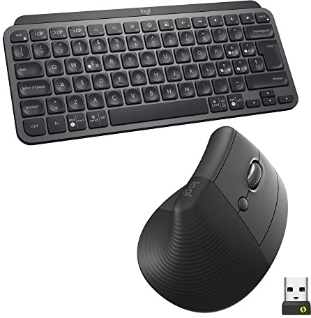 Kit tastiera Logitech MX Keys Mini e Logitech Mouse Ergonomico, Wireless, tasti retroilluminati, Bluetooth o ricevitore USB Logi Bolt, silenzioso, Windows/macOS/iPadOS, Laptop, PC, QWERTY IT - Grigio