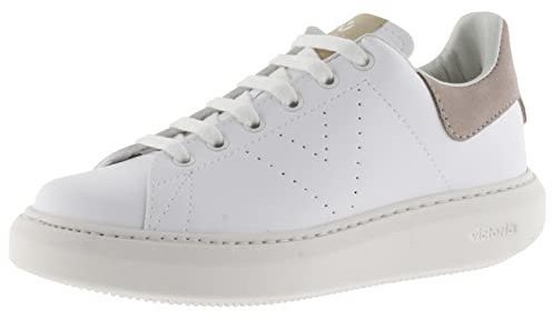 Victoria Basket Basse Milan Effet Cuir & Arrière en Croûte De Cuir & Logo Perforé 1263101 pour Femme Nude 37