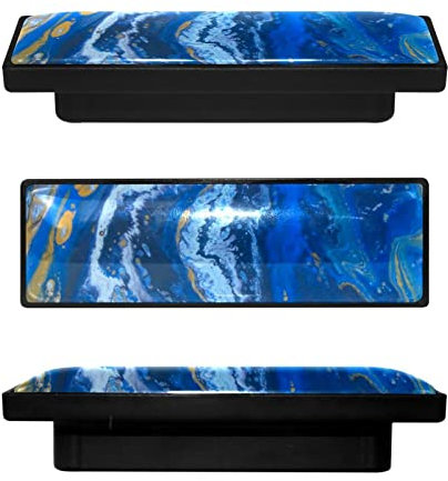4 Stück Abstrakte Malerei Blau Gold Textur Kristall Glas Schublade Griff Ergonomisch 9,1 cm Möbel Schrank Griff für Küche Kommode Schrank Kleiderschrank