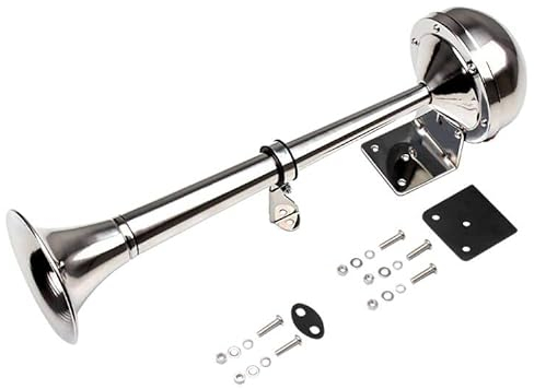 FARBIN 12V Marine Horn, einzelne Trompete Edelstahl Horn, wasserdichtes elektrisches Hupe für Schiffe Boote Segelboote Yachten LKW SUV RV Touring Car etc. (12V, Einzelnes Kurzrohr aus Edelstahl)