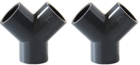 Lot de 2 raccords de tuyau en PVC incliné en Y pour tuyau d'irrigation de jardin (40 mm, gris)