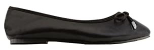 Yours Curve Plus Size - Slip On Ballet Flat Round Toe Ballerina Pumps Lightweight Bow in Wide E Fit & Extra Wide Eee Fit - Women's Black 10E