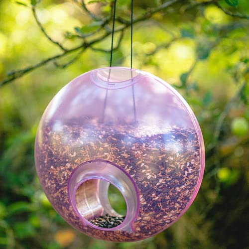 XXL Vogelfutterhaus zum Aufhängen für Wildvögel 4,1 Liter - Wetterfester Vogelfutterspender aus Hochwertigem Kunststoff - Design Vogelhaus für Futtersilo - Großes Futterhaus für Vögel, Rosa